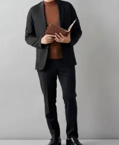 サイズS◯AOKI 全季節プリントジャージパンツのみパジャマスーツ　黒　格子