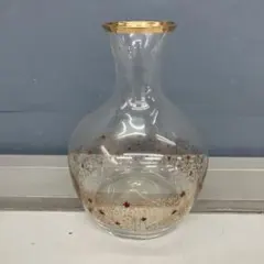 4F ガラス花瓶 クリスタル 花器 金彩 唐草模様 吹きガラス インテリア