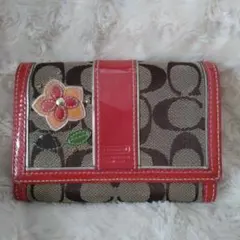 コーチ 花デザイン二つ折り 財布