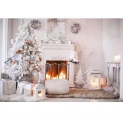 クリスマスタペストリー壁飾り暖炉ホワイトツリーおしゃれ120×80cm新品