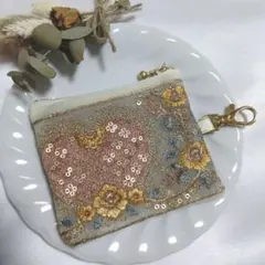 インド刺繍リボン　ミニポーチ