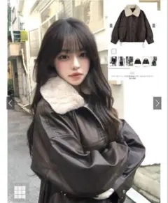 GRL ファーティペット付き襟2Wayレザードロストブルゾン