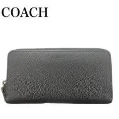 コーチファクトリー 長財布 ラウンドファスナー ネイビー クロスグレインレザー