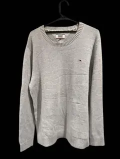 古着トミージーンズニットセーター丸首長袖グレーXL