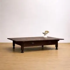 大きめ　テーブル　座卓　木製　引き出し　2A049　古道具　古家具　アンティーク