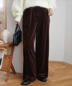 discoat ベロアワイドパンツ　ブラウンS
