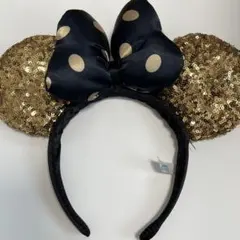 ディズニー ミニー スパンコール ゴールド カチューシャ