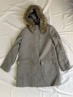 J.CREW ダッフルコート　ファー付き　フード　グレー