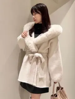 ファーフードニットコート♡SNIDEL