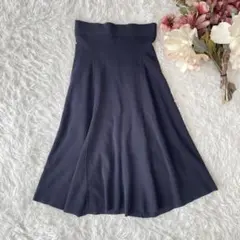 Mila Owen リブニットフレアスカート（1）ネイビー系　ロングスカート