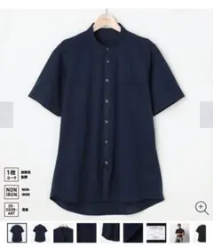 【極美品】ORIHICAオリヒカ ビズポロシャツ バンドカラー ネイビーのサムネイル