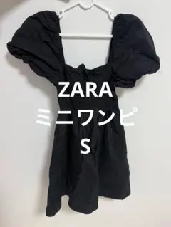 ブラックパフスリーブミニワンピース