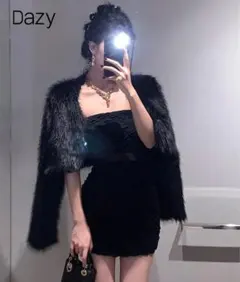 ファーコート ブラック 韓国 ワンホン SHEIN