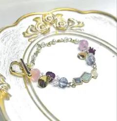 【ハンドメイド】ブレスレット フェミニン　淡いカラー　パール