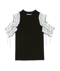 SNIDEL Sustainableダブルフリルバイカラーニットプルオーバー