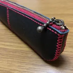 ハンドメイド　訳あり　レザーペンケース　送料無料