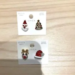 スリーコインズ　ピアス　①サンタ＆クリスマスツリー　②サンタ帽＆トナカイ