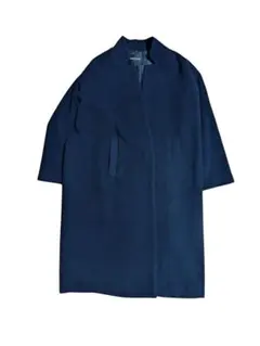 mizuiro ind ウール混 ノーカラーコート ネイビー ミニマル 日本製