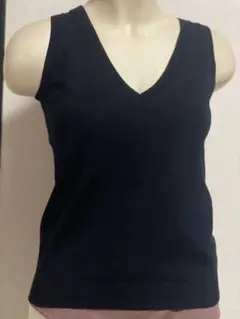 ZARA Vネック ノースリーブニット ブラック M