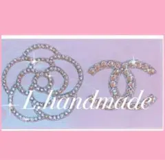 デコシール♡ハンドメイド ガラスストーン スワロフスキー ロゴマーク カメリア