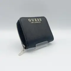 【GUESS（ゲス）】二つ折り財布 ラウンドファスナー PUレザー 黒のサムネイル