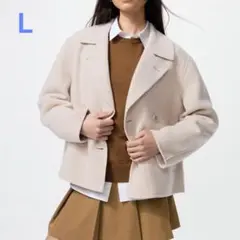 UNIQLO ダブルフェイスショートコートコート ナチュラル L レディース