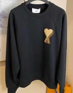 AMI PARIS ブラック トレーナー ハート刺繍 M