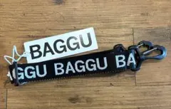 BAGGU バグゥ アタッチブルストラップ ブラック×ホワイトロゴ