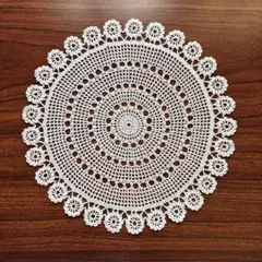 ドイリー　ハンドメイド　花モチーフ　レース編み