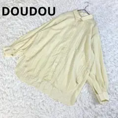 美品　DOUDOU　ドゥドゥ　リネン混オーバーシャツ　F　イエロー　長袖シャツのサムネイル
