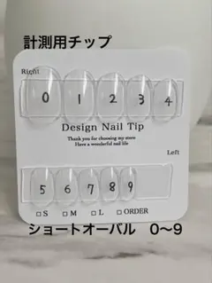 ネイルチップ 計測用チップ ショートオーバル 0〜9 サイズ確認用 匿名配送