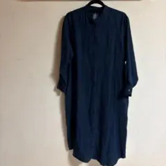 無印良品リネンシャツワンピース XS-Sネイビー良品計画　麻100%