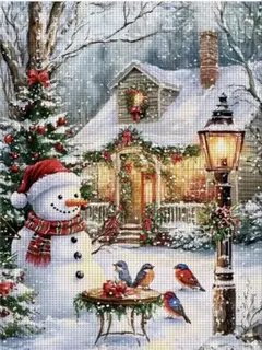 クロスステッチキット14CT 雪だるまのクリスマス