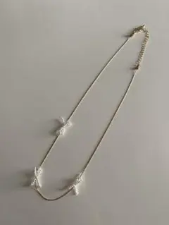 パールリボンネックレス ゴールド