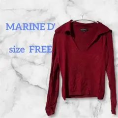 赤字覚悟 MARINE D' 長袖ニットセーター 深赤【FREE】のサムネイル