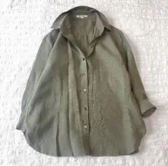 美品✨23区 リネンレギュラーカラーシャツ 40 カーキ
