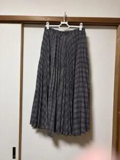 グレー系チェック プリーツスカート フリーサイズ