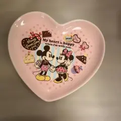 Disney】ミニーのハート皿 赤×白ドット柄プレート 平皿 ハート型食器