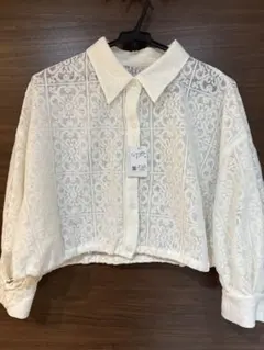 INGNI アイボリー レース クロップド丈 シャツ M