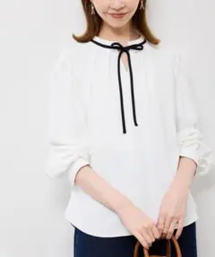 ロペピクニック　前後2WAY 配色リボンブラウス