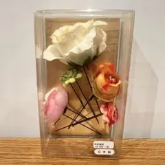 小花髪飾り　薔薇　バラ　白×暖色系　5つセット　成人式　卒業式　お祭り