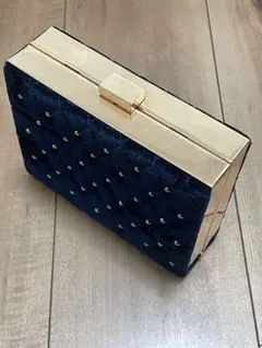 CECIL McBEE パーティーバッグ ネイビー ベロア チェーン付き