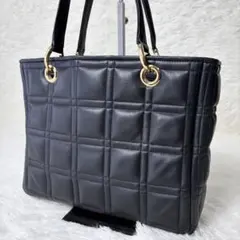 美品　WAKO ハンドバッグ　キルティング　レザー　ブラック　フォーマル　和光