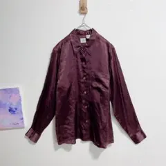 90'sOLD GAP シャツ　白タグ　赤紫　ボルドー　光沢感　M 長袖