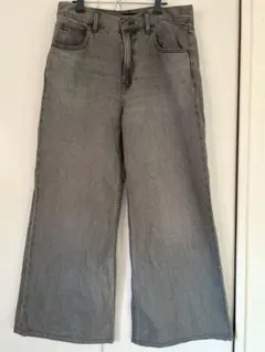 UNIQLO ドレープワイドフレアジーンズ デニム グレー27 68.5