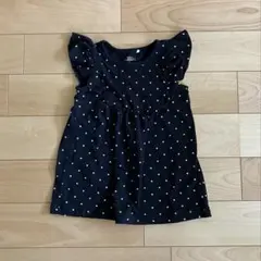 西松屋 80cm ブラック 黒 ドット柄ワンピース
