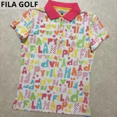 フィラゴルフ★ロゴ総柄★薄手ストレッチ★ポロシャツ【レディース サイズM】