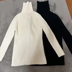 新品未使用　セレクトモカ　タートルネックリブニット 2枚　アイボリー　ブラック