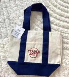 【新品】Trader Joe's ミニ キャンバス トートバッグ ネイビーのサムネイル