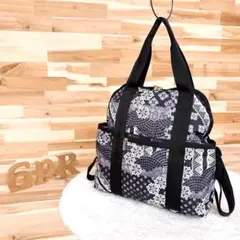美品 印傳屋 花柄 フラワー リュック A4可 印伝 鹿革 牛革 定7.7万